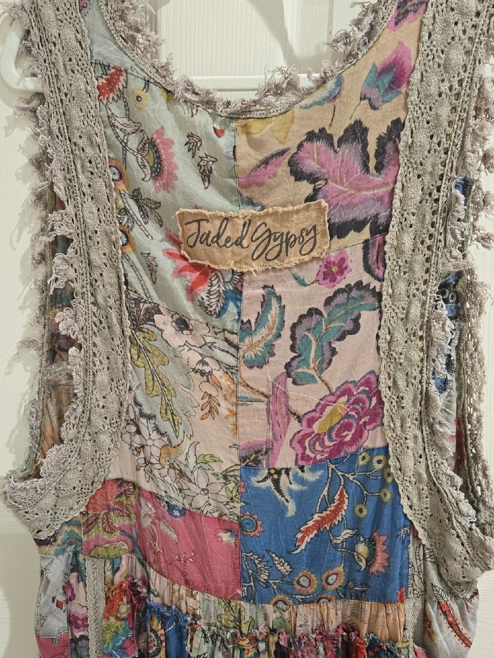 Jaded Gypsy Ruffle Up Top Boho Patchwork - Picture 12 of 16